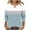 Light Blue, variant on Viluyesy 3/4 Sleeves T-Shirt Women Round Neck Shirt Tops Fashionable Loose Blouse Green Size M