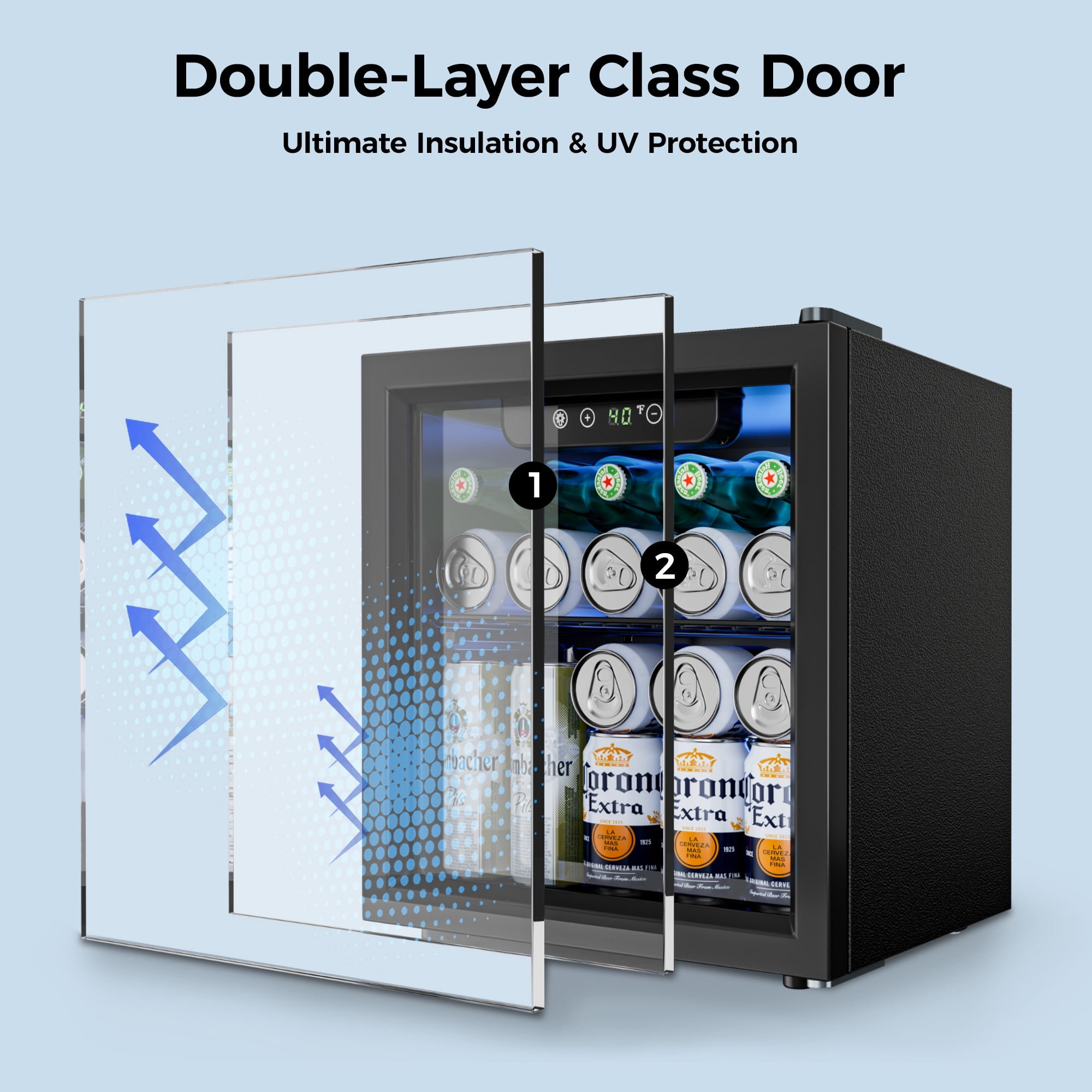 Simzlife 55 Cans Mini Beverage Refrigerator & Portable Beverage Cooler with Glass Door, Mini Fridge for Home/Office/Bar,Black