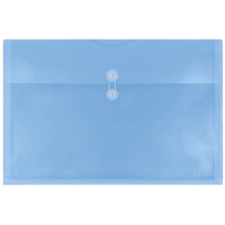 JAM Paper Plastic Envelopes, 12 x 18, Blue, Button String, Booklet, 12/Pack