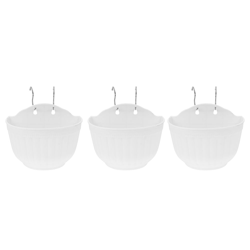 Nicehomfit 3Sets Plastic Hanging Flower Holders White for Home Balcony Office Indoor Plant Storage