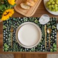thumbnail image 4 of Green Leaves Placemats Set of 12, Elegant Pastoral Summer Botanical Watercolor Placemats for Dining Table, Place Mats for Kitchen Tabletop, Waterproof Wipeable Dining Table Mats Set, 4 of 9