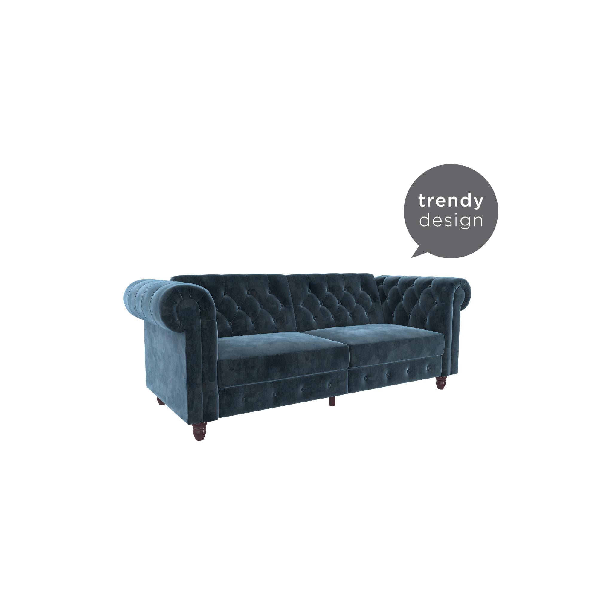 DHP Felix Chesterfield Coil Sofa Futon, Black Velvet