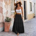 thumbnail image 7 of Tiered Maxi Skirt with Pockets, Boho Ruffle Layered High Waisted Long Skirt, Casual Flowy Smocked Paperbag Waist Slacks, 7 of 7