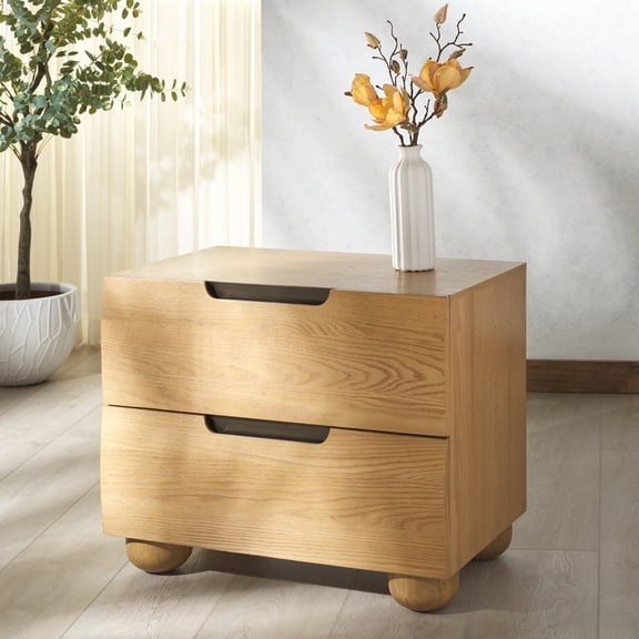 Safvaieh Couture Beethoven Scandinavian Wood and Metal Nightstand, Natural