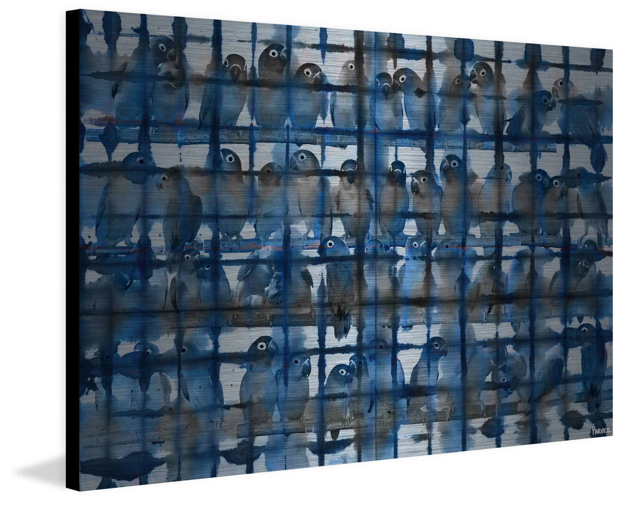 Parvez Taj Crowded Blue Metal Wall Art
