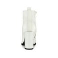 thumbnail image 2 of BLISSFUL STEP Women's Round Toe Zip Block High Heels Ankle Boots White 9, 2 of 7
