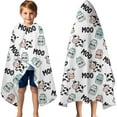 thumbnail image 3 of White Cow Milk Moo Pattern Hooded Bath Towel，60"x35" for Ages 3 To 12 Kids, Quick Dry Lightweight Soft Microfiber Hood Beach Towel Cover Up for Kids, 3 of 7