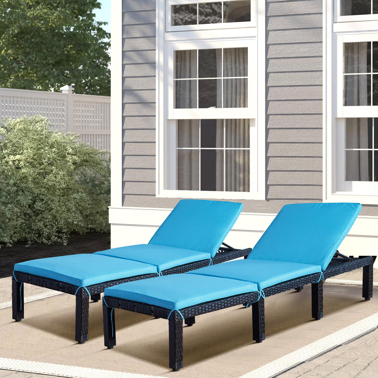 Patio Chaise Lounge, Set of 2 Patio Chaise Lounge Chairs Furniture Set