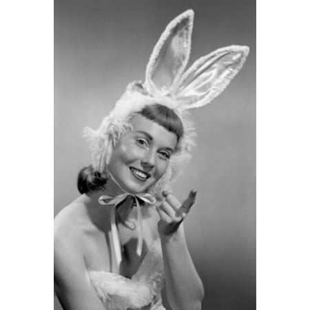 Pin-up girl wearing bunny costume Poster Print