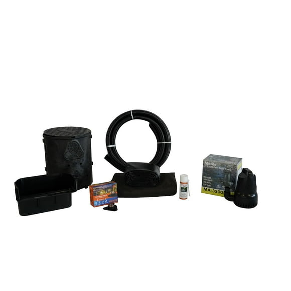HALF OFF PONDS Savio Pond Free 3300 Waterfall Kit, with 8 ft by 10 ft PVC Liner and 3,300 GPH Manta Series Submersible Pump - PVCPSS8
