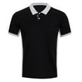 thumbnail image 4 of Mens Polo Shirts Color Block Summer Casual Short Sleeve Comfortable Top Button Collared Slim Fit Mens Dress Shirts, 4 of 7