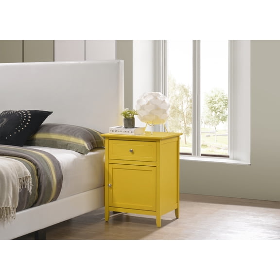 Miekor Furniture Izzy G1402-N 1 Drawer /1 Door Nightstand , Yellow 08005