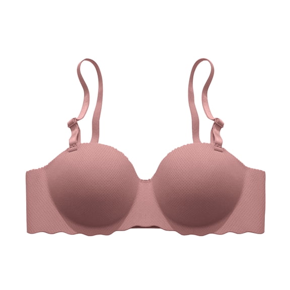 Crunowin Women's Light Lift Wirefree Seamless Bra, Soft Bralette Sport Everyday Bra Pink M