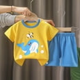 thumbnail image 2 of mgoYE Baby Summer Clothes Girl Summer Short Set Cotton Outfits Short Sleeveless Tee T Shirt Tank Top Shorts Pant 2PC Set|Yellow 4-5 Years, 2 of 4