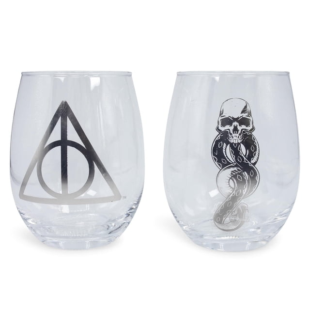 Copas de vino plateadas con iconos de Harry Potter de Buffalo, 600 ml, paquete de 2