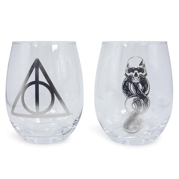 Copas de vino plateadas con iconos de Harry Potter de Buffalo, 600 ml, paquete de 2