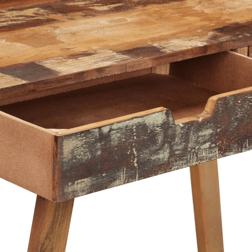 Kepooman Vintage Solid Reclaimed Wood Laptop Desk with 2 Drawers & Shelves for Home Office, Multi-color Kepooman Vintage Solid Reclaimed Wood Laptop Desk with 2 Drawers & Shelves for Home Office, Multi-color