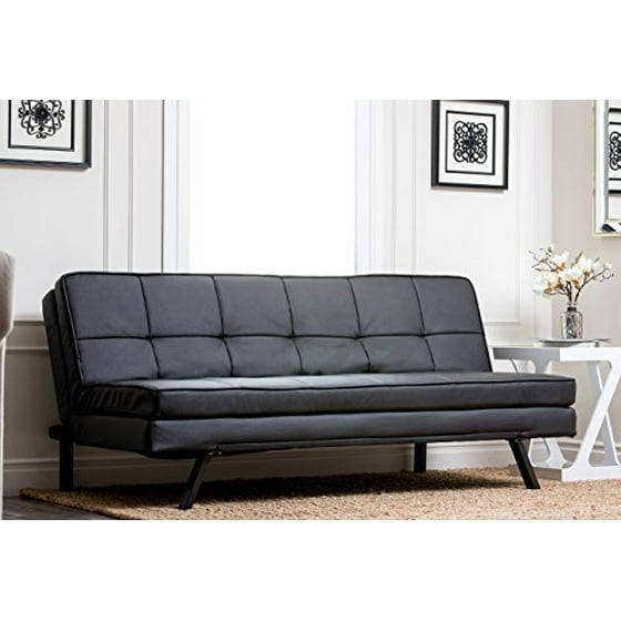 Abbyson Living Bayside Leather Convertible Sofa With Double Cushion
