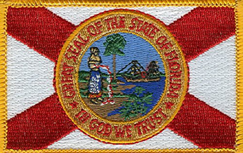 FLORIDA STATE FLAG PATCH EMBROIDERED SYMBOL APPLIQUE w/ VELCRO® Brand Fastener 