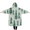 thumbnail image 2 of Oversized Wearable Blanket Hoodie,Light Green Christmas Tree Pattern Sherpa Blanket Hoodie with Super Pockets,Super Warm Fuzzy Pullover for Women & Men, 2 of 6
