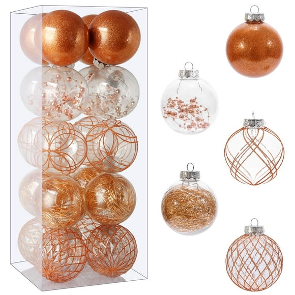 Juego de adornos de bolas de Navidad BSTDECOR, 20 quilates, transparentes, 8 cm, irrompibles