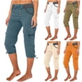 thumbnail image 2 of Yuanlook Women's Utility Capri Pants, Drawstring Waist with Side Cargo Pockets & Tie Cuffs, Soft Breathable Trousers, S-XXXL, 2 of 6