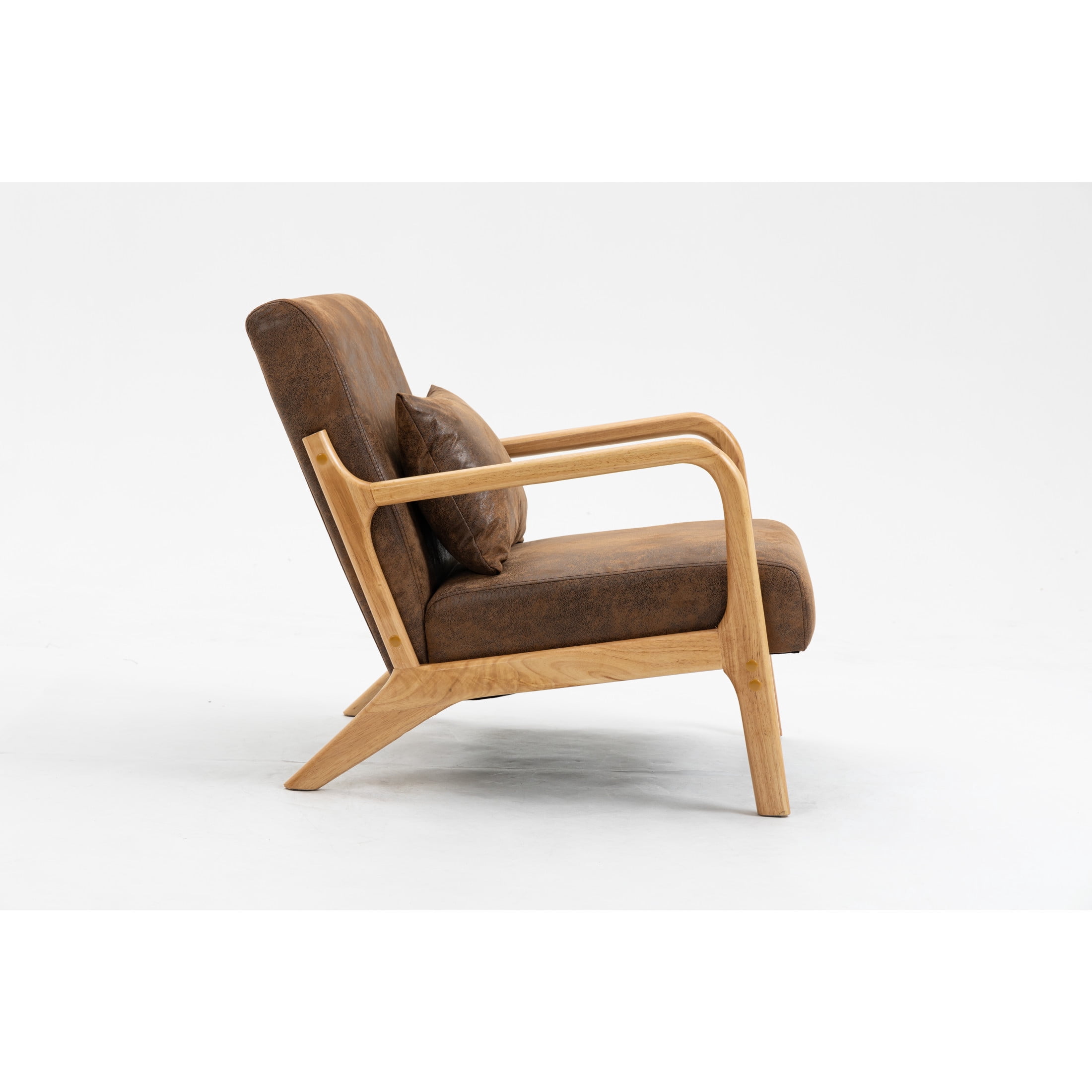 GDF Studio Ciara Mid-Century Modern Solid Wood Accent Chair, Reading Armchair for Living Room, Bedroom, Brown