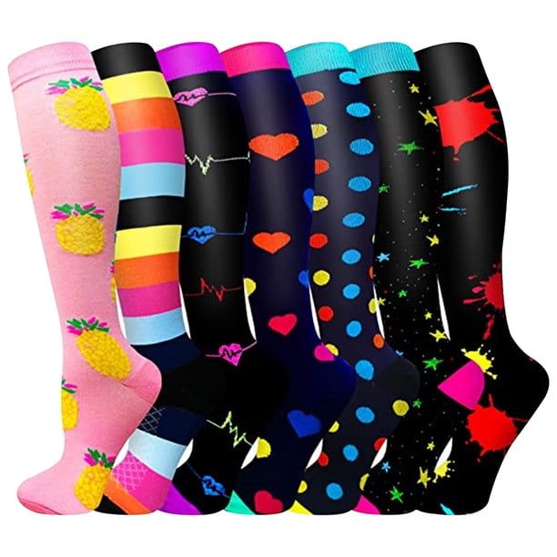 Calcetines de compresión para deportes de ocio Calcetines de compresión de tubo largo para exteriores para hombres y mujeres Calcetines deportivos para correr Fitness 7PCS Wmkox8yii jkg3642
