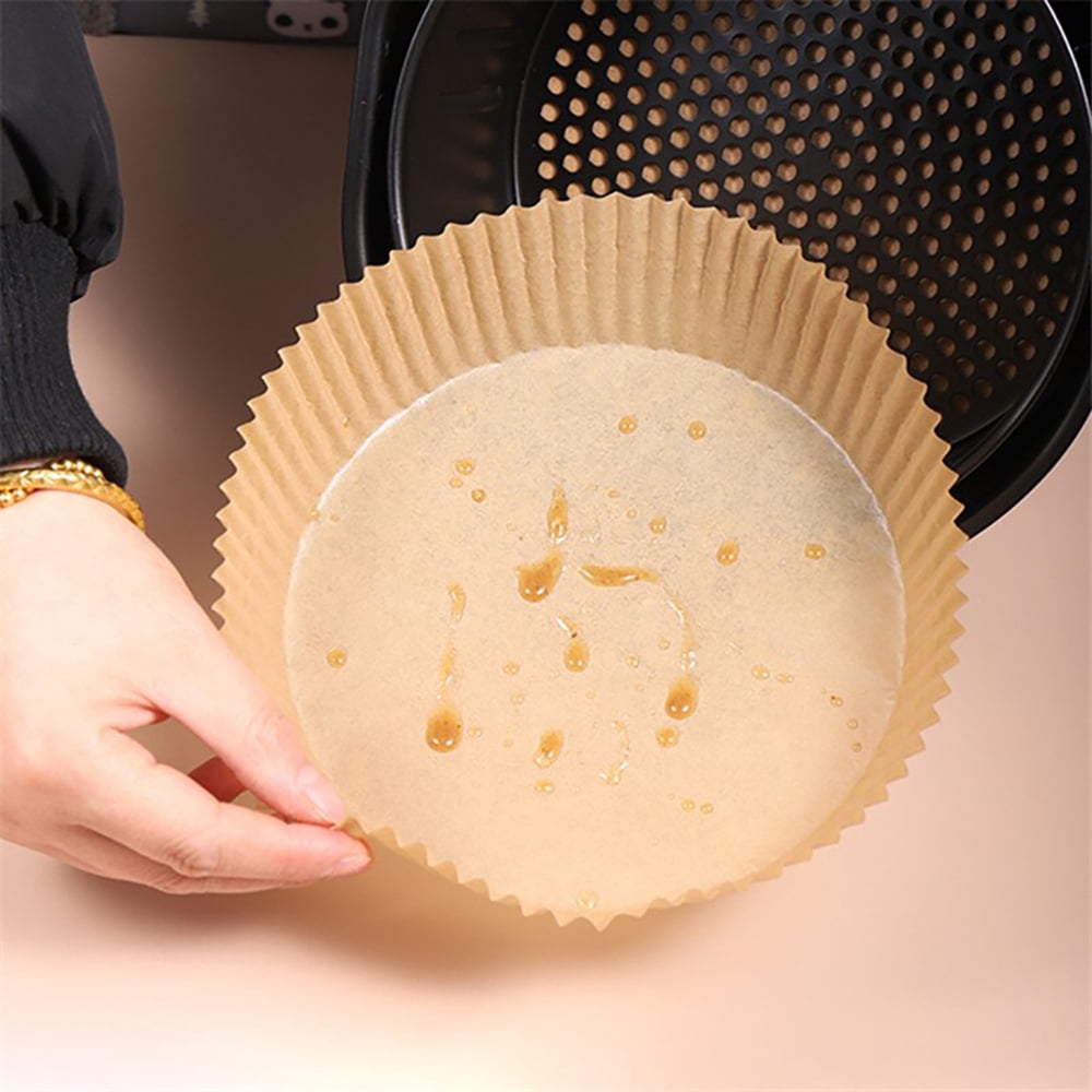 100PCS Disposable Air Fryer Liners Paper, Non-stick Air Fryer Paper, Baking Paper for Air Fryer Oil-proof, Water-proof, Parchment for Baking Roasting Microwave