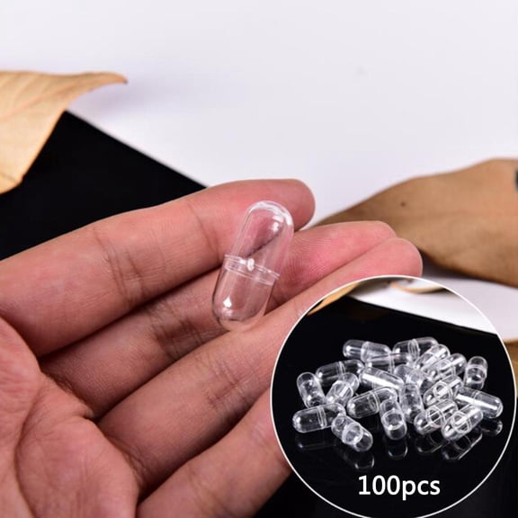 Juego de 100 mini Cápsulas transparentes vacías de plástico Colcomx Cápsulas claras