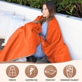 thumbnail image 3 of Tirrinia Waterproof Outdoor Blanket with Sherpa Lining, Windproof Triple Layers Warm Comfy Foldable for Camping Stadium, Sports, Picnic, Grass, Concerts, Machine Washable, Orange/Grey, 51''X 59''., 3 of 8