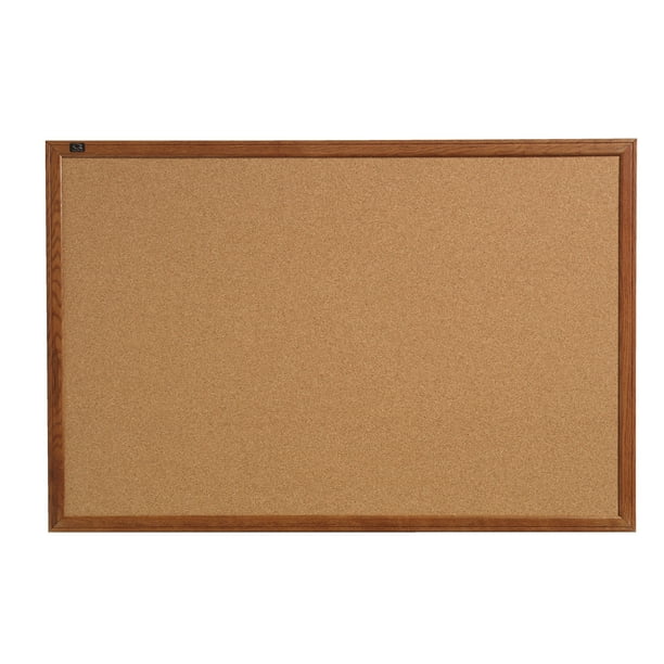 Quartet Cork Bulletin Board, 17" x 23", Oak Finish Frame (85212B