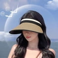 thumbnail image 4 of JingChun Sun Hats for Women Wide Brim Roll-Up Beach Ponytail Hat Packable Foldable Travel Straw Visor, 4 of 6