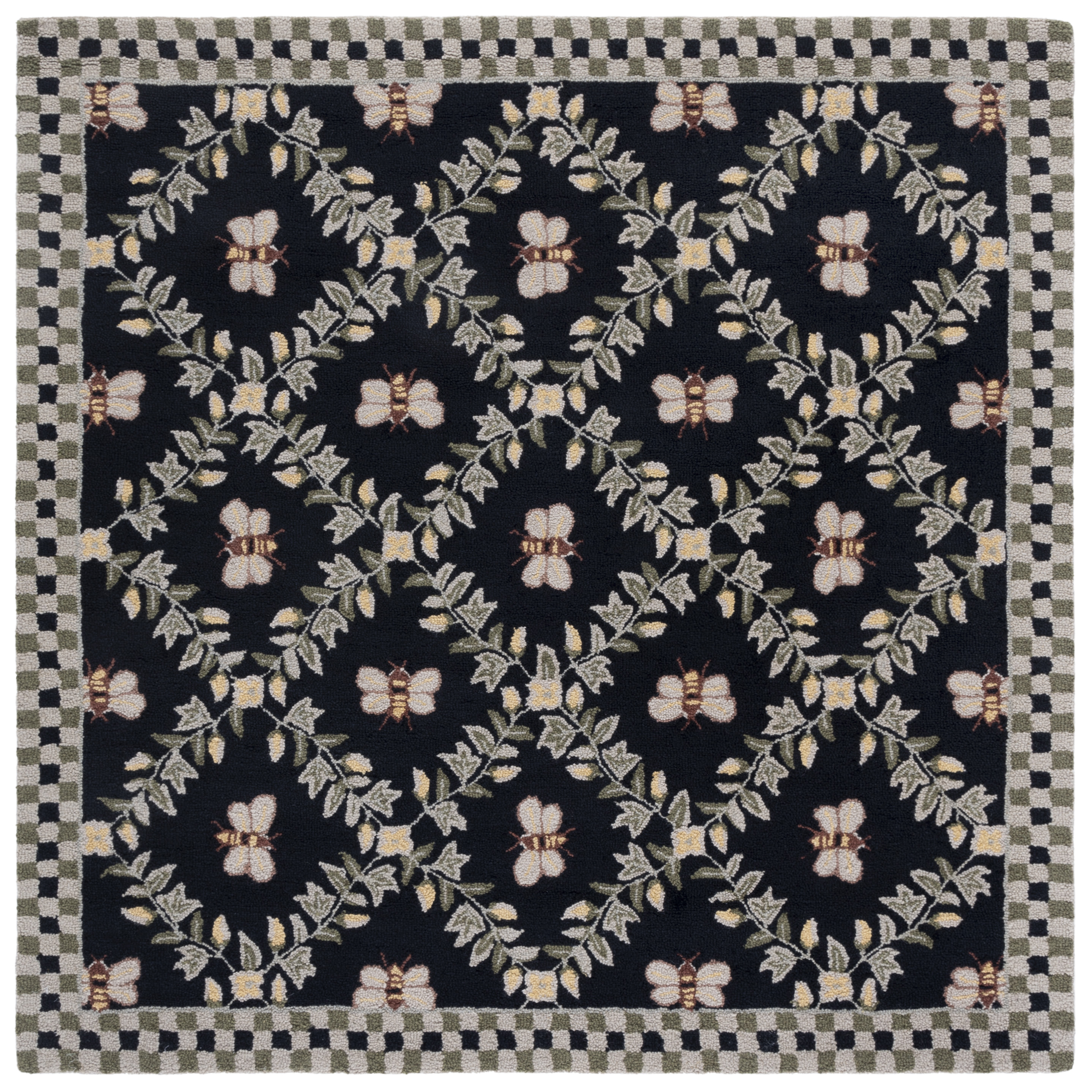 Safavieh Chelsea Lara Bordered Wool Area Rug, Black, 5'6" x 5'6" Square