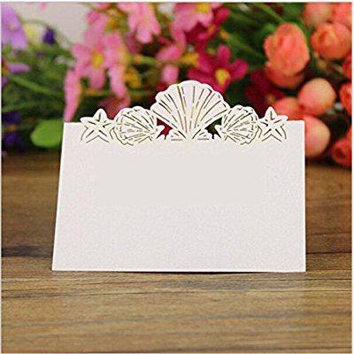 joyjuly pack of 50 beach themed wedding place card seashell table