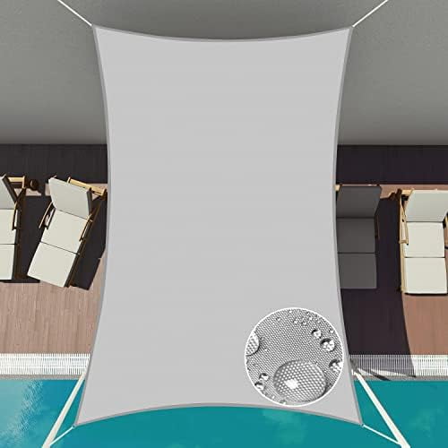 Sun Shade Sail Waterproof Shade Cloth 260GSM Fabric 95% UV Blockage Awning Canopy Outdoor Garden Backyard Deck Light Gray Rectangle 14' X 18'-Customized