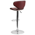 thumbnail image 5 of BizChair 2 Pack Contemporary Cozy Mid-Back Burgundy Vinyl Adjustable Height Barstool with Chrome Base, 5 of 8