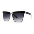 thumbnail image 2 of Womens Thick Eye Brow Metal Rim Mob Fashion Sunglasses Silver Black Smoke, 2 of 4