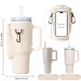 thumbnail image 2 of Water Bottle Carrier Bag with Phone Pocket for Stanley 40 oz Tumbler Water Bottle Holder Pouch with Adjustable Strap& Carabiner for Stanley Cup Accessories（pink）, 2 of 8