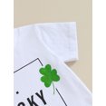 thumbnail image 4 of Toddler Baby Boy Girl St. Patrick's Day Outfit Short Sleeve Mr Lucky Chaim T-Shirt Top +Clover Pants Set Summer Clothes, 4 of 7