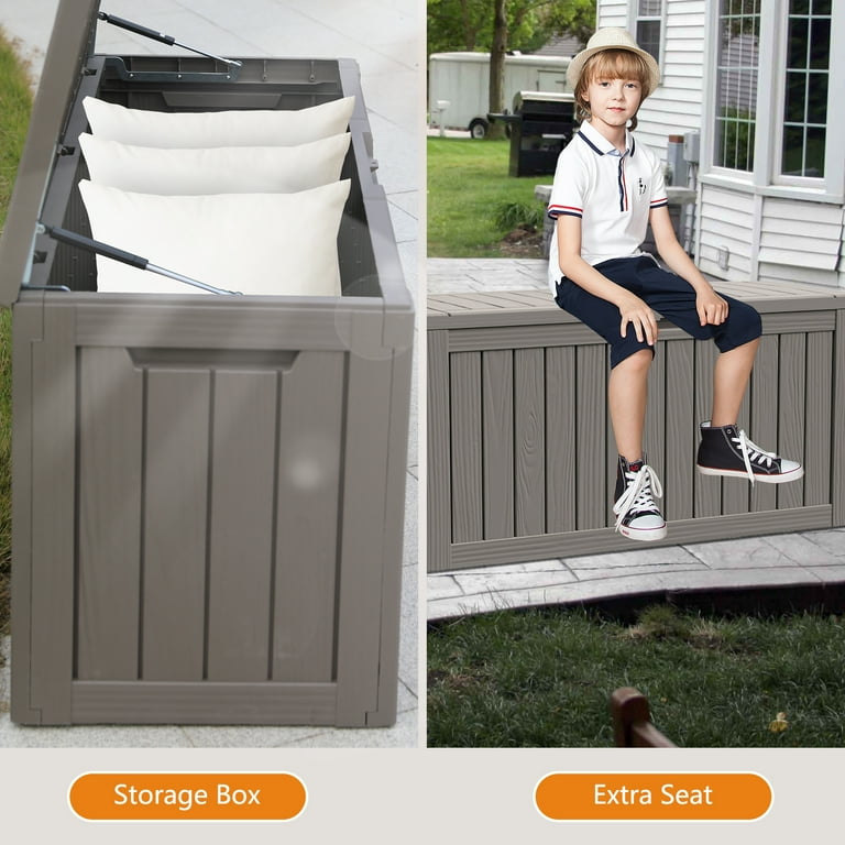 Patiowell 36 gal. Resin Outdoor Trash Can, Plastic Deck Box