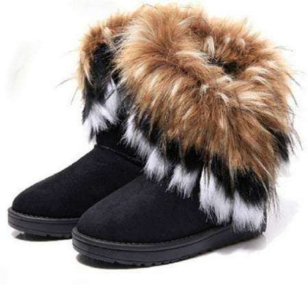 

Thickening Fleece Lined Suede Boots Round Toe Anti-slip Flat Ankle Boots Women‘s Footwear