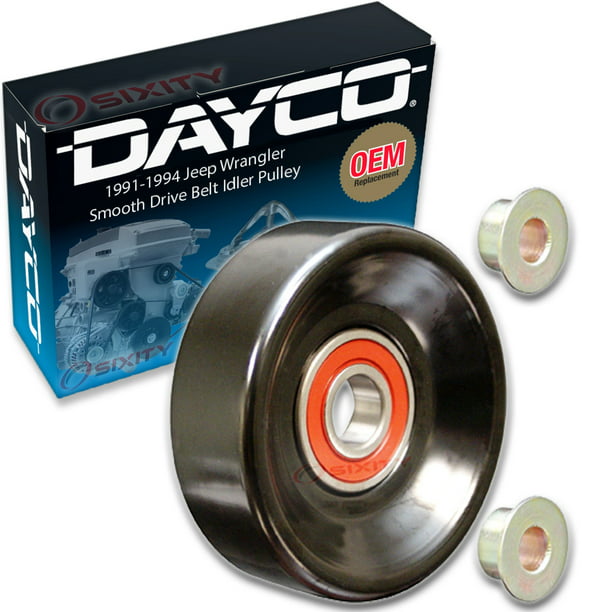 Dayco Smooth Pulley Drive Belt Idler Pulley compatible with Jeep Wrangler    L4 L6 1991-1994 Engine Bearing Tension Belts Cooling Accessory  System 