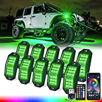 Xprite Wide Angle Bluetooth RGB LED Rock Lights Kit Compatible Off-Road Trucks Cars UTV ATV SUV RZR Motorcycles Boats 8 PCS Multicolor Neon Lighting Footwell Underglow Kits w/ Wireless Remote 