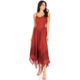 thumbnail image 5 of Sakkas Rayon Embroidered Stonewashed Adjustable Spaghetti Straps Long Dress - Burgundy - 1X/2X, 5 of 5
