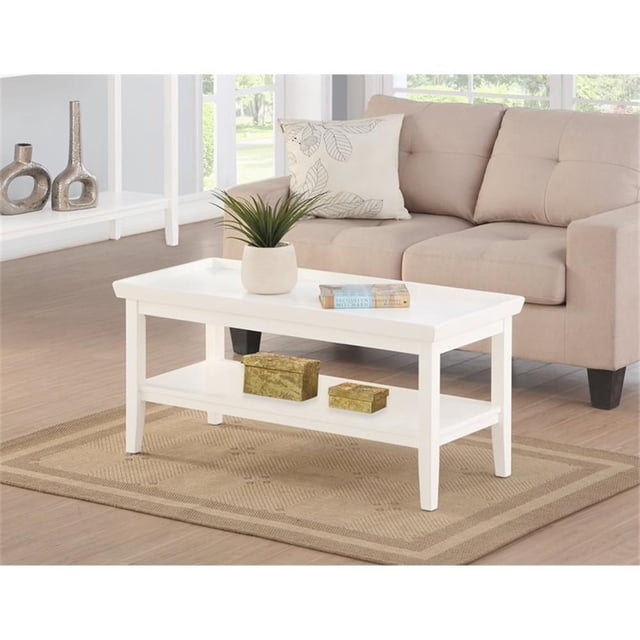 Convenience Concepts Ledgewood Table Basse avec Tablette Inférieure, Fini Bois Blanc