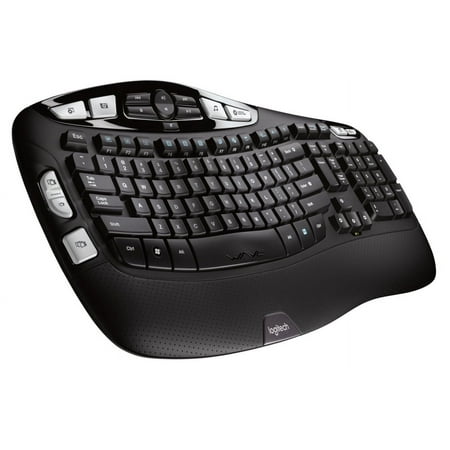 Logitech - K350 Ergonomic Full-size Membrane Wireless Keyboard - Black
