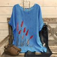 thumbnail image 4 of Birdeem Blouses pour Femmes T-Shirt Décontracté Imprimé Mode Manches Courtes en Coton et Lin, 4 of 12