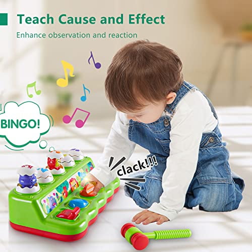 1 Year Old Toys for Boys Girls Birthday Gift,Cause and Effect Animal Pop Up Toy with Music and Light for Toddlers 1-3,Preschool Learning Educational Toys Easter Gifts for babies 6-12 months