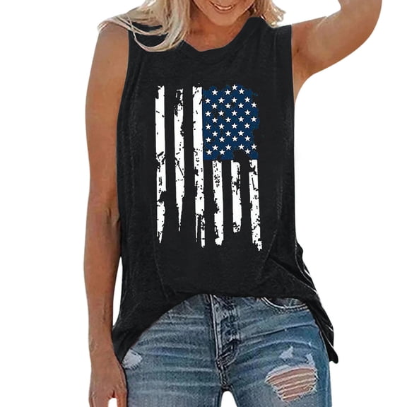JFGHDG Tank Top American Flag Short Sleeve Tops American Flag Tank Tops Colorful Printed Tank Tops 4th Of July Summer Patriotic Graphic Tops Sleeveless Tank Vest Tops Black L